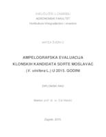 prikaz prve stranice dokumenta Ampelografska evaluacija klonskih kandidata sorte Moslavac (Vitis vinifera L.) u 2015. godini