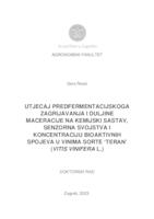 prikaz prve stranice dokumenta Utjecaj predfermentacijskoga zagrijavanja i duljine maceracije na kemijski sastav, senzorna svojstva i koncentraciju bioaktivnih spojeva u vinima sorte "Teran" (Vitis vinifera L.)