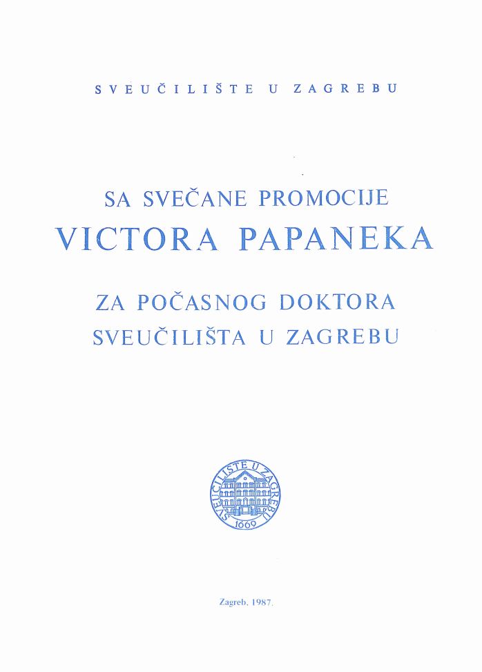 Sa svečane promocije Viktora Papaneka za počasnog doktora Sveučilišta u Zagrebu