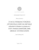 prikaz prve stranice dokumenta Utjecaj promjena poreznog opterećenja dobiti na kretanje izravnih stranih ulaganja u post-tranzicijskim zemljama srednje i istočne Europe