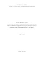 prikaz prve stranice dokumenta Modeli strojnog učenja za klasifikaciju glazbenih žanrova na skupu podataka AudioSet