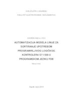 prikaz prve stranice dokumenta Automatizacija modela linije za sortiranje upotrebom programirljivog logičkog kontrolera S7-1500 u programskom jeziku FBD