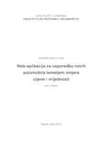 prikaz prve stranice dokumenta Web-aplikacija za usporedbu novih automobila temeljem omjera cijene i vrijednosti