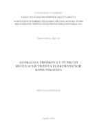 prikaz prve stranice dokumenta Alokacija troškova u funkciji regulacije tržišta elektroničkih komunikacija