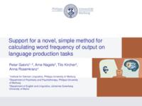 prikaz prve stranice dokumenta Support for a novel, simple method for calculating word frequency of output on language production tasks