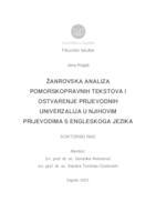 prikaz prve stranice dokumenta Žanrovska analiza pomorskopravnih tekstova i ostvarenje prijevodnih univerzalija u njihovim prijevodima s engleskoga jezika