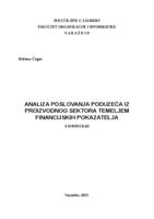 prikaz prve stranice dokumenta Analiza poslovanja poduzeća iz proizvodnog sektora temeljem financijskih pokazatelja