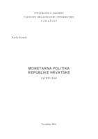 prikaz prve stranice dokumenta Monetarna politika Republike Hrvatske