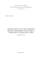 prikaz prve stranice dokumenta Učinkovitost politike podrške malim i srednjim poduzećima u  Hrvatskoj i Europskoj uniji