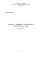 prikaz prve stranice dokumenta Validacija, verifikacija i testiranje programske opreme  