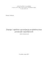 prikaz prve stranice dokumenta Znanja i vještine upravljanja projektima kao preduvjet zapošljivosti