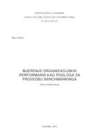 prikaz prve stranice dokumenta Mjerenje organizacijskih performansi kao podloga za provedbu benchmarkinga