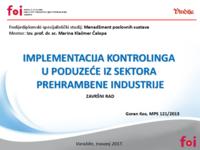 prikaz prve stranice dokumenta Implementacija kontrolinga u poduzeće iz sektora prehrambene industrije