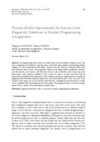 prikaz prve stranice dokumenta Process Model Improvement for Source Code Plagiarism Detection in Student Programming Assignments