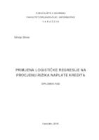 prikaz prve stranice dokumenta Primjena logističke regresije na procjenu rizika naplate kredita