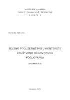 prikaz prve stranice dokumenta Zeleno poduzetništvo u kontekstu društveno odgovornog poslovanja