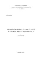 prikaz prve stranice dokumenta Prijenos vlasništva obiteljskih poduzeća na članove obitelji