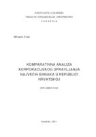 prikaz prve stranice dokumenta Komparativna analiza korporacijskog upravljanja najvećih banaka u Republici Hrvatskoj