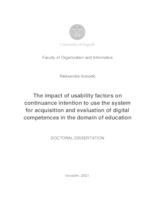 prikaz prve stranice dokumenta The impact of usability factors on continuance  intention to use the system for acquisition and  evaluation of digital competences in the domain  of education