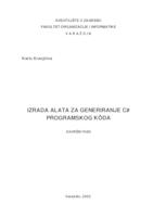 prikaz prve stranice dokumenta Izrada alata za generiranje C# programskog koda