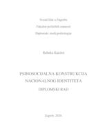 prikaz prve stranice dokumenta Psihosocijalna konstrukcija nacionalnog identiteta