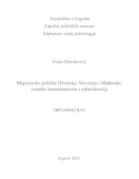 prikaz prve stranice dokumenta Migracijske politike Hrvatske, Slovenije i Mađarske: između humanitarizma i sekuritizacije