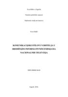 prikaz prve stranice dokumenta Komunikacijski stilovi voditelja u središnjim informativnim emisijama nacionalnih televizija