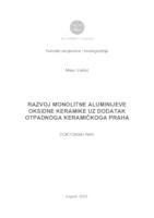 prikaz prve stranice dokumenta Razvoj monolitne aluminijeve oksidne keramike uz dodatak otpadnoga keramičkoga praha