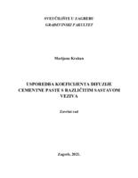 prikaz prve stranice dokumenta Usporedba koeficijenta difuzije cementne paste s različitim sastavom veziva