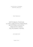 prikaz prve stranice dokumenta Ispitivanje utjecaja ultraljubičastog zračenja na optička svojstva različitih vrsta recikliranih papira