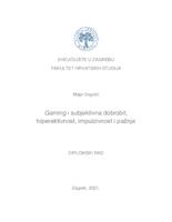 prikaz prve stranice dokumenta Gaming i subjektivna dobrobit, hiperaktivnost, impulzivnost i pažnja