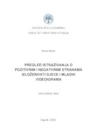 prikaz prve stranice dokumenta Pregled istraživanja o pozitivnim i negativnim stranama izloženosti djece i mladih videoigrama