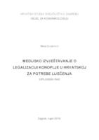 prikaz prve stranice dokumenta Medijsko izvještavanje o legalizaciji konoplje u Hrvatskoj za potrebe liječenja
