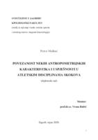 prikaz prve stranice dokumenta POVEZANOST NEKIH ANTROPOMETRIJSKIH KARAKTERISTIKA I USPJEŠNOSTI U ATLETSKIM DISCIPLINAMA SKOKOVA