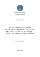 prikaz prve stranice dokumenta Utjecaj visoko i umjereno intenzivnoga kružnoga vježbanja na redukciju potkožnog masnog tkiva i visceralne masti kod žena