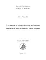 prikaz prve stranice dokumenta Prevalence of allergic rhinitis and asthma in patients who underwent sinus surgery