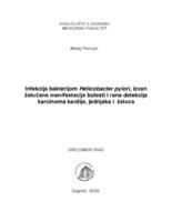 prikaz prve stranice dokumenta Infekcija bakterijom Helicobacter pylori, izvan želučane manifestacije bolesti i rana detekcija karcinoma kardije, jednjaka i želuca