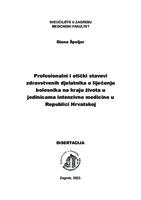 prikaz prve stranice dokumenta Profesionalni i etički stavovi zdravstvenih djelatnika o liječenju bolesnika na kraju života u jedinicama intenzivne medicine u Republici Hrvatskoj