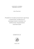 prikaz prve stranice dokumenta Prediktivni model prisutnosti spermija u sjemeniku muškaraca s azoospermijom temeljen na oslikavanju magnetskom rezonancijom