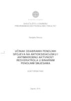 prikaz prve stranice dokumenta Učinak odabranih fenolnih spojeva na antioksidacijsku i antimikrobnu aktivnost resveratrola u binarnim fenolnim smjesama 