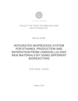 prikaz prve stranice dokumenta Integrated bioprocess system for ethanol production and separation from lignocellulosic raw materials by using different bioreactors