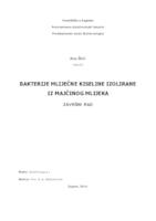 prikaz prve stranice dokumenta Bakterije mliječne kiseline izolirane iz majčinog mlijeka