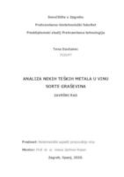 prikaz prve stranice dokumenta Analiza nekih teških metala u vinima sorte Graševina