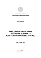 prikaz prve stranice dokumenta Razvoj novih fosfolipidnih terapijskih sustava za topikalnu antimikrobnu terapiju