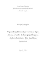 prikaz prve stranice dokumenta Usporedba aktivnosti crvenokljune čigre (Sterna hirundo) tijekom gniježđenja  na slatkovodnim i morskim staništima