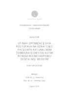 prikaz prve stranice dokumenta Učinak optimizacijskih postupaka na ozračenje pacijenta računalnom tomografijom stožastim rendgenskim snopom u dentalnoj medicini