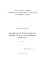 prikaz prve stranice dokumenta Postojanje meromorfnih funkcija na Riemannovim plohama