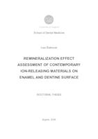 prikaz prve stranice dokumenta Remineralization effect assessment of contemporary ion-releasing materials on enamel and dentine surface