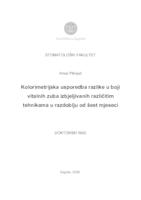 prikaz prve stranice dokumenta Kolorimetrijska usporedba razlike u boji vitalnih zuba izbjeljivanih različitim tehnikama u razdoblju od šest mjeseci