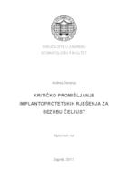 prikaz prve stranice dokumenta Kritičko promišljanje implantoprotetskih rješenja za bezubu čeljust